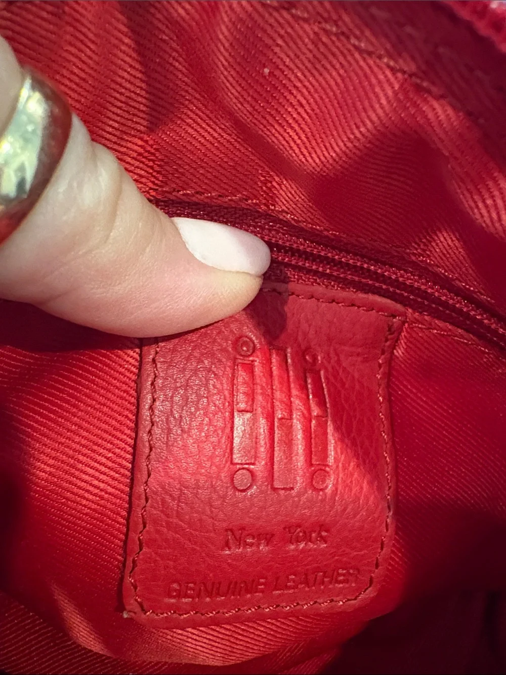Red Pouch with Gold Lip Accent
